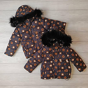 Тепла зимова куртка для дівчинки з ведмедиками