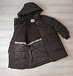 Чорна зимова куртка пуховик на дівчинку в стилі оверсайз, фото 2