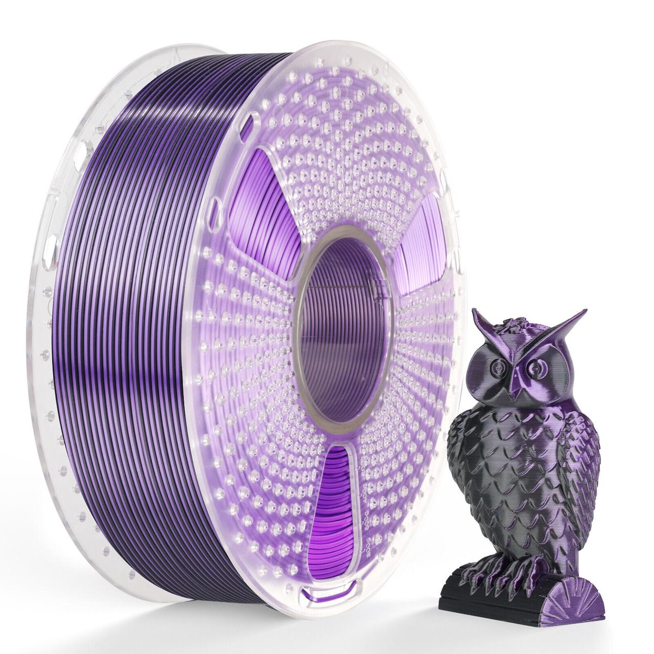 Пластик філамент SUNLU Silk PLA+ Dual Color Black Purple, Reusable Spool, 1kg
