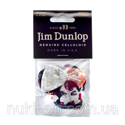 Популярний! Медіатор Jim Dunlop Celluloid Pick Heavy Variety Pack 12 шт. (PVP107) - Краща якість тільки на Nukleon.com.ua