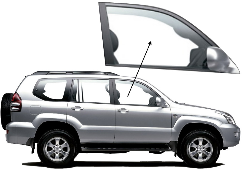 Бічне скло Toyota Land Cruiser Prado J120 2003-2009 передніх дверей праве, фото 1