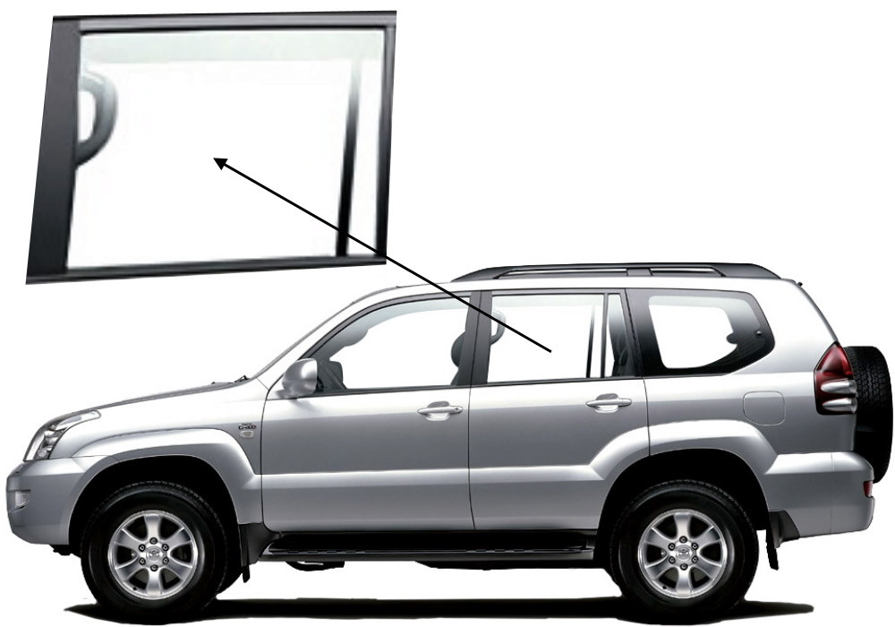 Бічне скло Toyota Land Cruiser Prado J120 2003-2009 задніх дверей ліве, фото 1