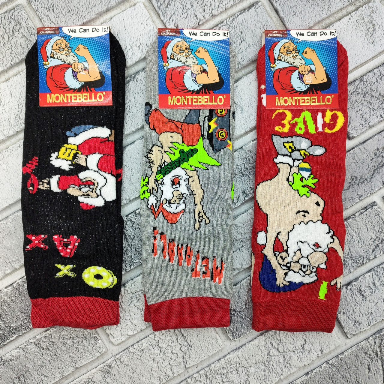 Шкарпетки чоловічі новорічні високі зимові з махрою р.41-44 малюнок асорті MONTEBELLO 30032517, фото 1