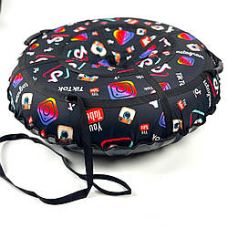 Санки-тюбінг 120 см ''Тік Ток чорний'' (Оксфорд, ПВХ) тюбинг пончик для снігу надувна ватрушка для снігу надувні санчата