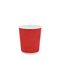 Стакан паперовий U, 110 мл, гофра червоний, 30 шт