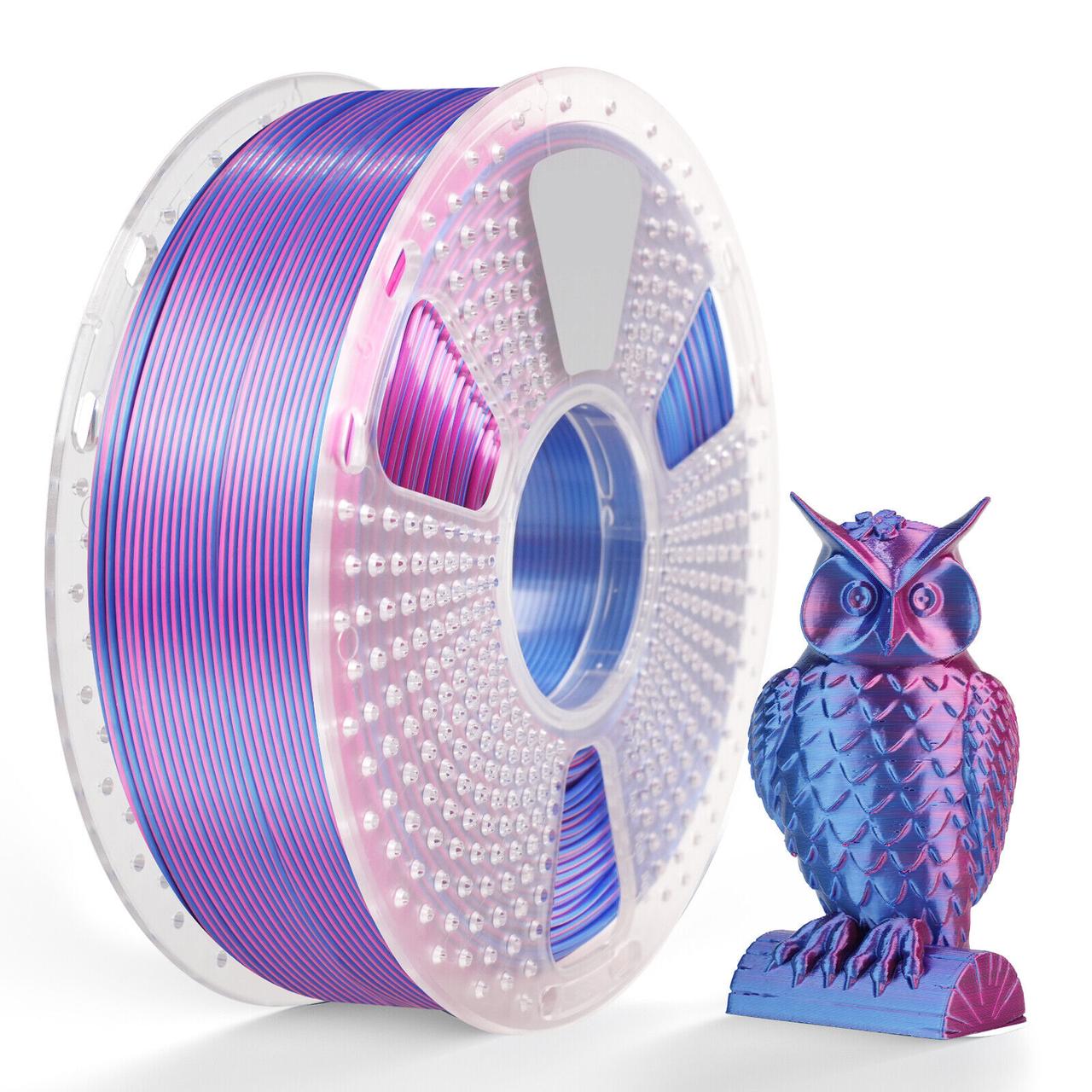Пластик філамент SUNLU Silk PLA+ Dual Color Red Blue, Reusable Spool, 1kg