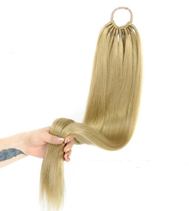 Накладний хвіст русявий прямий No24 на гумці шиньйон термосхідний рівний, фото 1