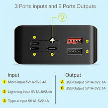 Універсальна мобільна батарея Toptec 30000mAh DC 5V/2A black, фото 4