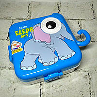 Ланчбокс дитячий з розділювачами гермітичний 1590 мл контейнер для їжі Слоненя Синій 23-314-S