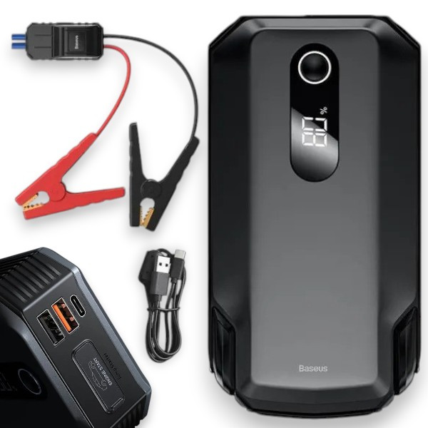 Пусковий зарядний пристрій Бустер Baseus CGNL020001 20000mAh з функцією Павербанку та LED ліхтарика, чорний