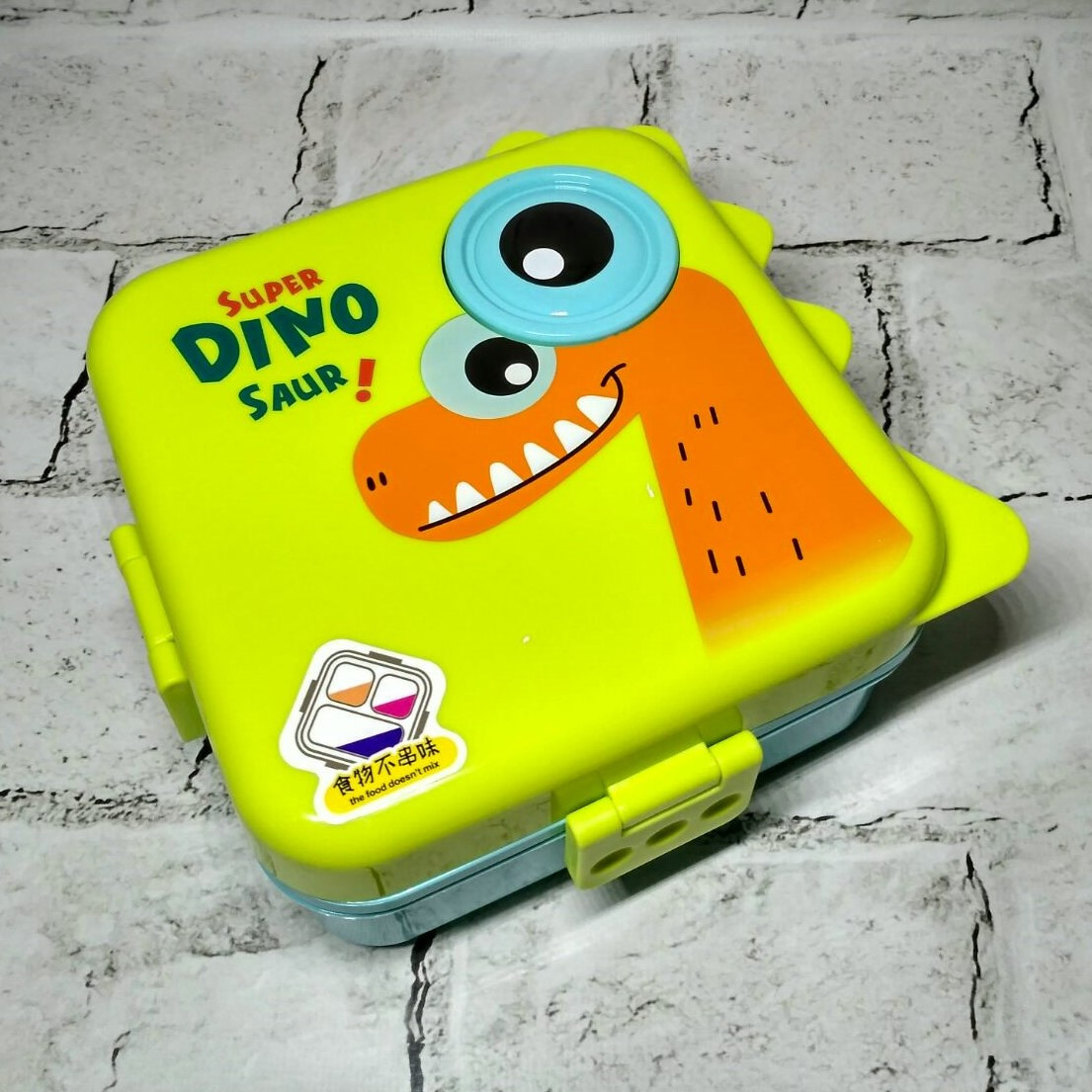 Ланчбокс дитячий з розділювачами гермітичний 1590 мл контейнер для їжі Динозавр Салатовий 23-317-S