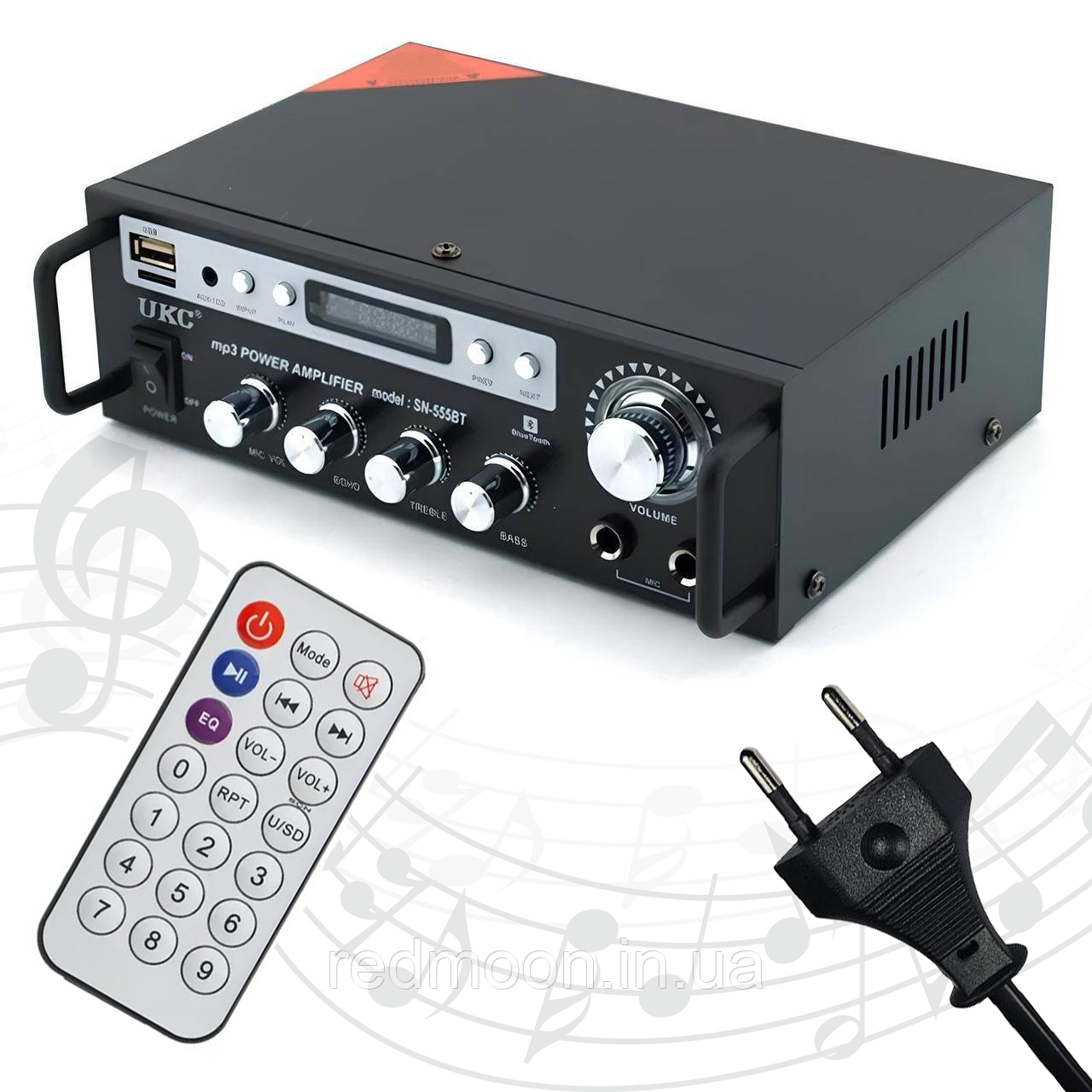 Усилитель звука для колонок с пультом (FM, MP3, USB, Bluetooth) SN ...