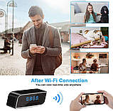 Безпровідна WiFi IP-камера у вигляді настінного годинника FullHD для спостереження з нічним баченням пластик чорний 1920×1080, фото 5