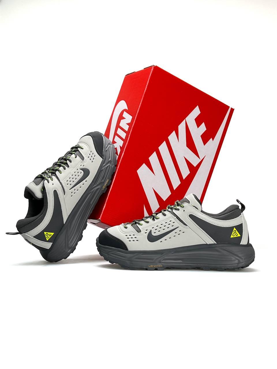 Чоловічі кросівки Nike ACG Running Grey, кеди Найк сірі шкіра текстиль водовідштовхувальний термо. Чоловіче взуття