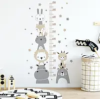 Ростомір дитяча вінілова інтер'єрна наклейка на стіну тварини звірятка наклейка для вимірювання росту дітей
