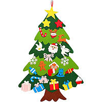 Новорічна дитяча ялинка з 25 іграшками з фетру (100х59 см) Chrismas Free / Різдвяна ялинка настінна
