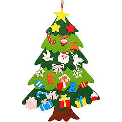 Новорічна дитяча ялинка з 25 іграшками з фетру (100х59 см) Chrismas Free / Різдвяна ялинка настінна