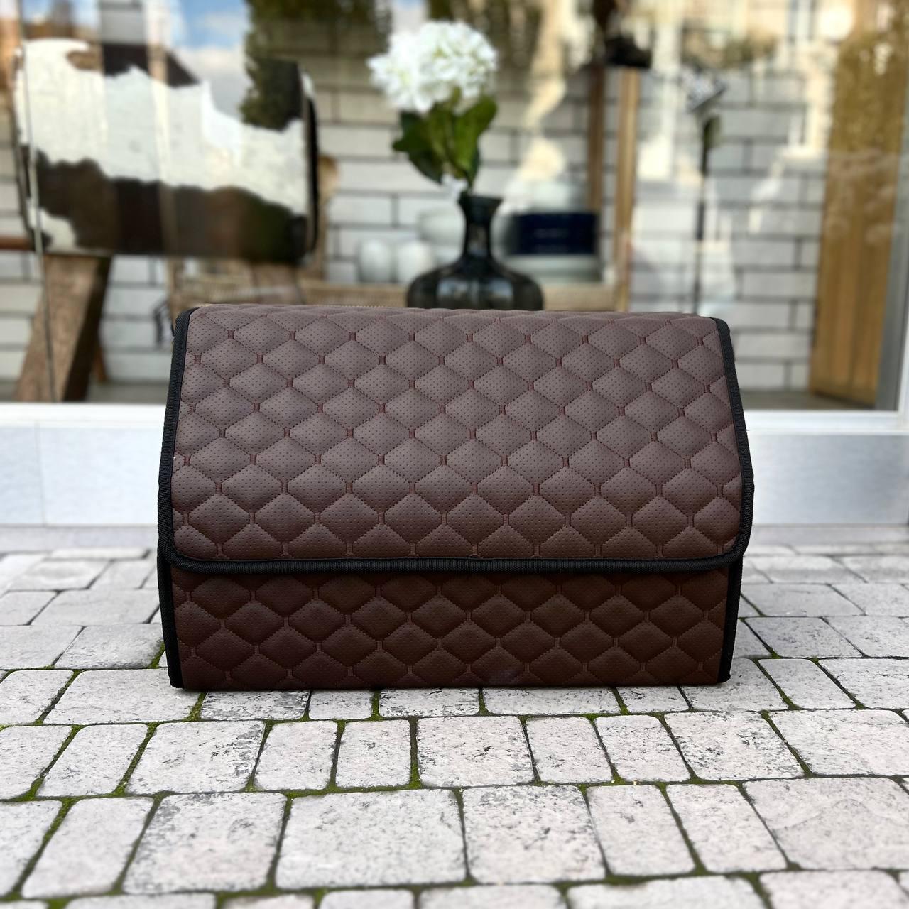 Органайзер в багажник з екошкіри, коричневий, 50 см, коробка в багажник, фото 1