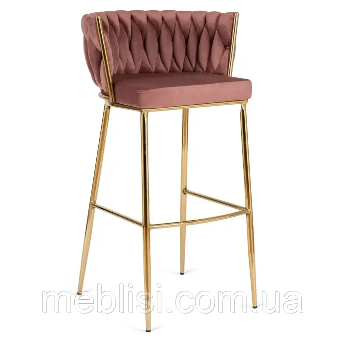 Рожеве барне крісло арт. FLORES 2 ніжки золото (MEBEL ELITE) ME.FLORES2/R/ZL/V/H