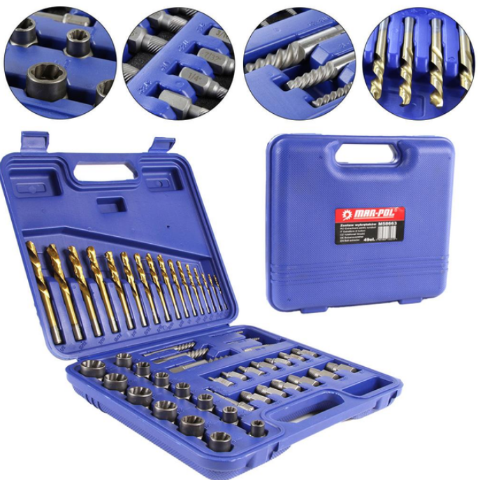 Набір екстракторів для викручування зламаних болтів і гайок 49шт MAR-POL M58663, фото 1