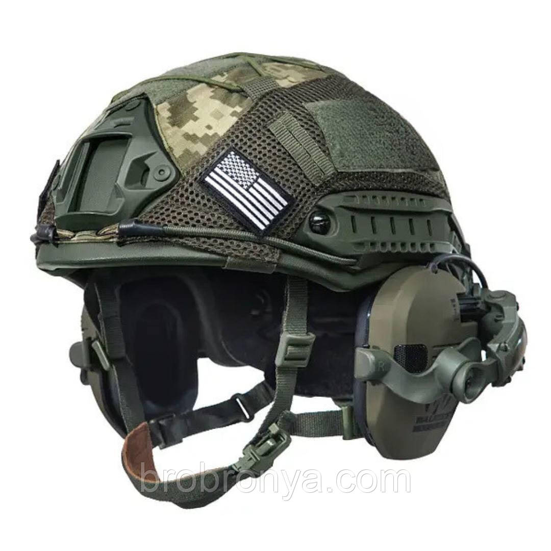 Комплект Шолом FAST Ops-Core + Навушники WALKERS RAZOR SLIM + Кріплення "ЧЕБУРАШКА" + Кавер У ПОДАРУНОК