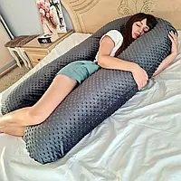 Подушка для вагітних U-подібна Плюш Антрацит