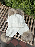 Зимовий комбінезон на флісі для дівчинки від 1 до 9 років Дитячий теплий білий комплект з натуральним хутром на каптурі зима 86, фото 9