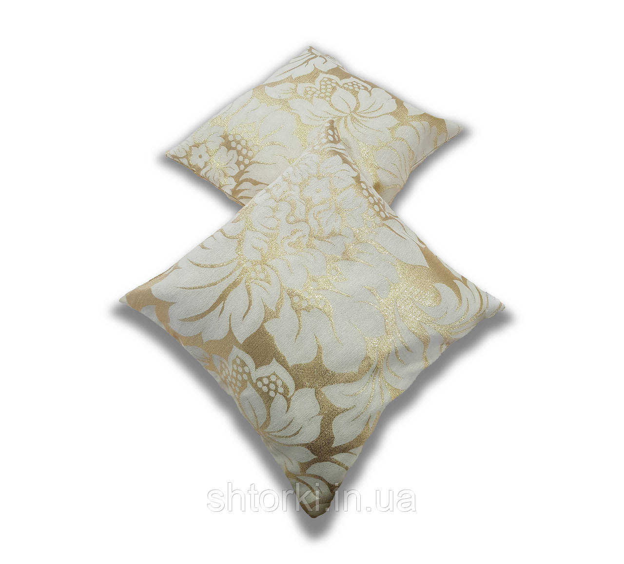 Комплект декоративних подушок Firanka Flowers 33х33см 2шт Золотий з молочним (п_0233)