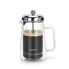 Френч прес із поршнем і подвійними стінками 16х15х24.5 см/1000 мл із боросилікатного скла Fissman