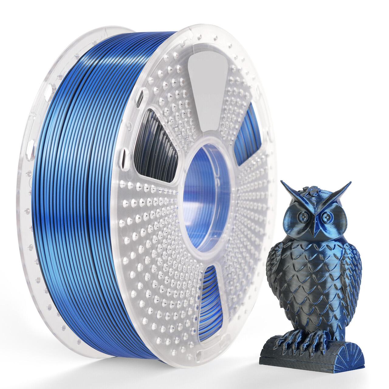 Пластик філамент SUNLU Silk PLA+ Dual Color Black Blue, Reusable Spool, 1kg