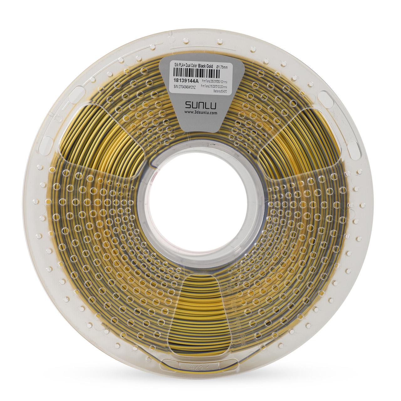 Пластик филамент SUNLU Silk PLA+ Dual Color  Black Gold , Reusable Spool, 1kg