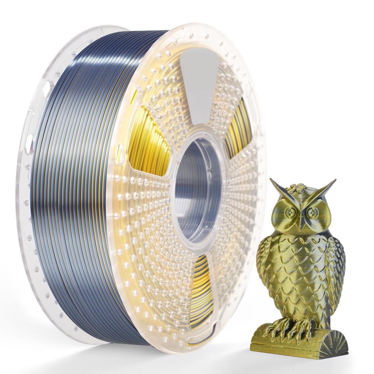 Пластик филамент SUNLU Silk PLA+ Dual Color  Black Gold , Reusable Spool, 1kg