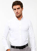 Белая мужская рубашка LC Waikiki/ЛС Вайкики с пуговицей на воротнике, классика