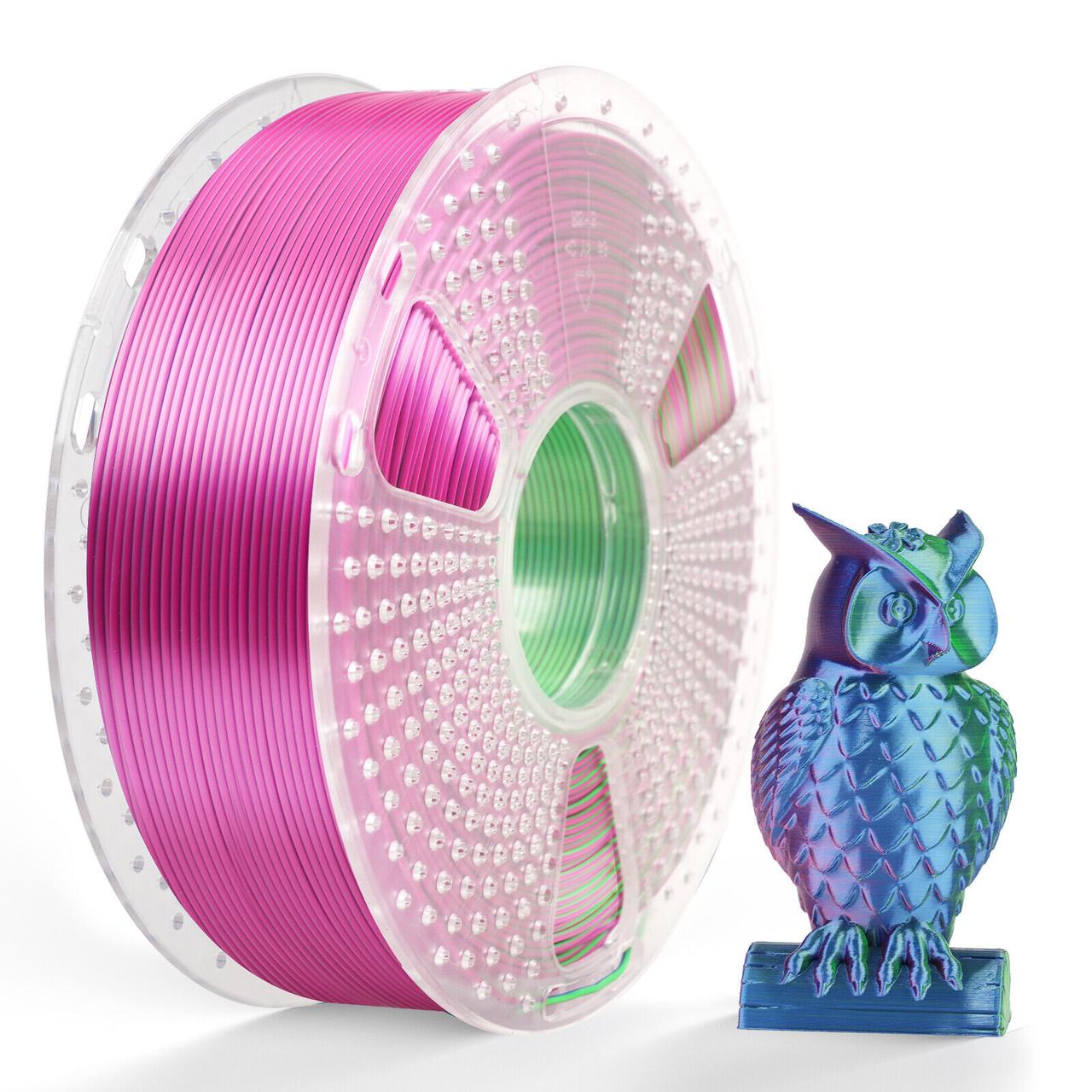 Пластик філамент SUNLU Silk PLA+ Tri-Color Blue Green Purple, Reusable Spool, 1kg