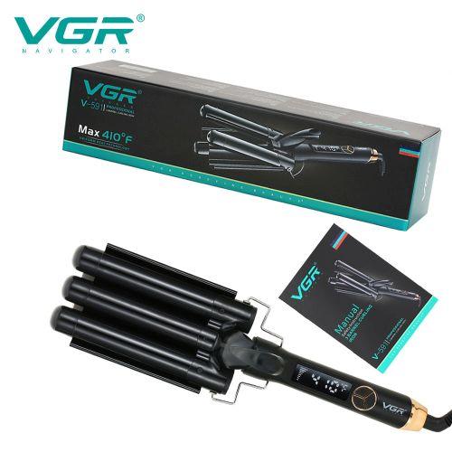 Плойка потрійна VGR V-593, 5 режимів роботи, керамічне покриття, LED display, 100 Вт.