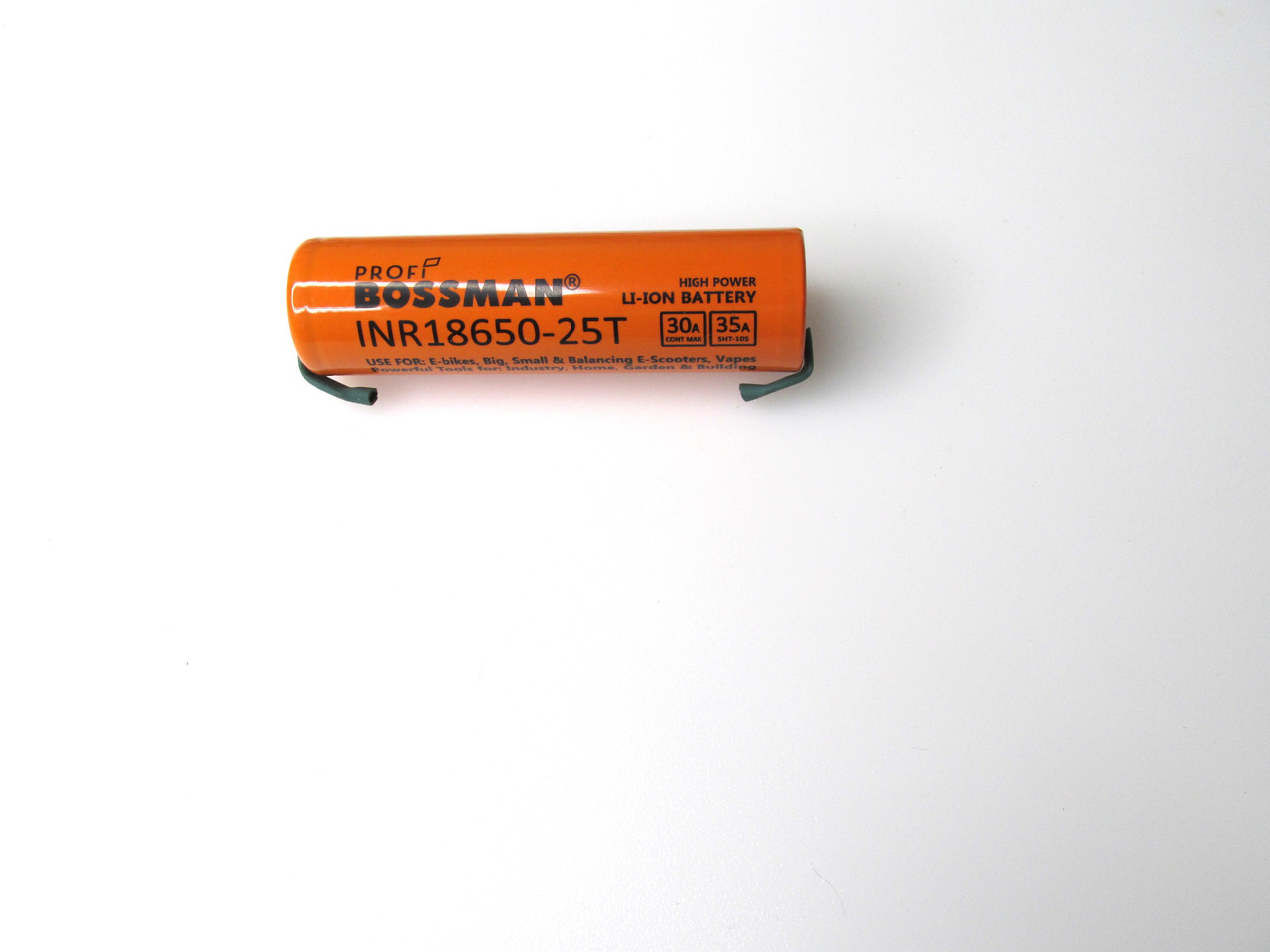 Акумулятор Bossman Profi 2500mAh 18650 Li-Ion 3.7V з пелюстками для пайки