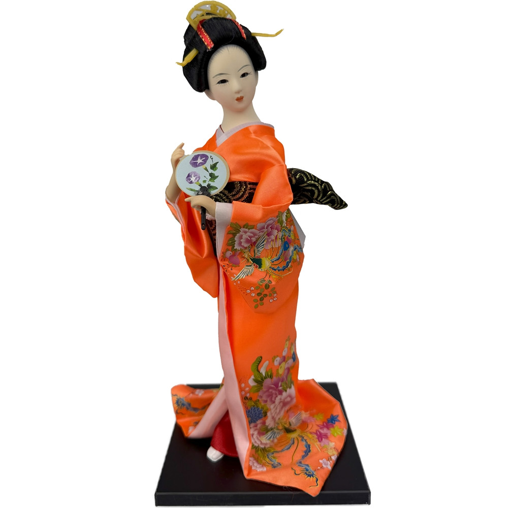 Лялька японська "Гейша з опахалом" 30 см памаранчева (C5758)