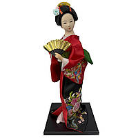Лялька японська "Гейша з віялом" 30 см червона (C5762)