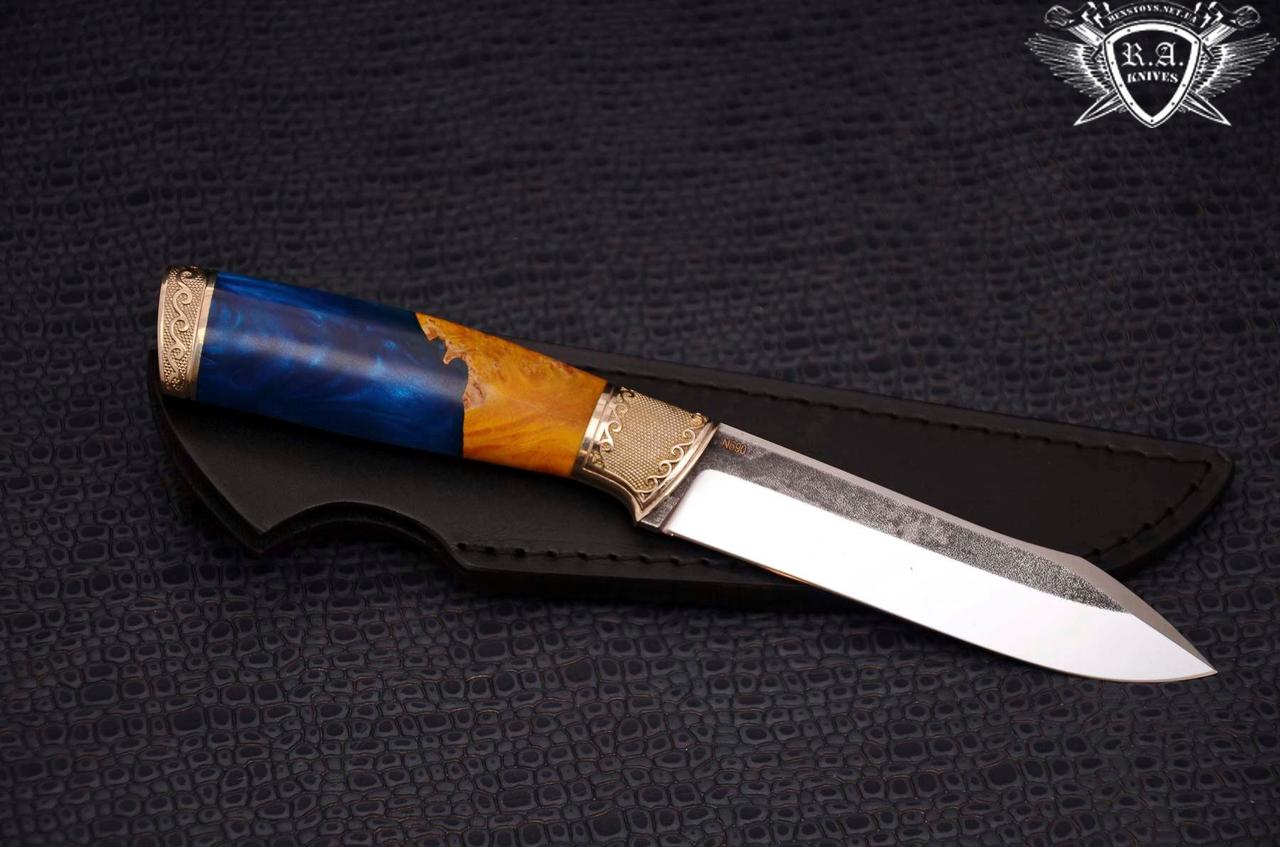 Ніж ручної роботи «Тихий» 125х28х4.2мм з нержавіючої сталі та руків'ям з гібрида, фото 1