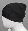 Базова подвійна шапка з відвортом (24053), Чорний, фото 3