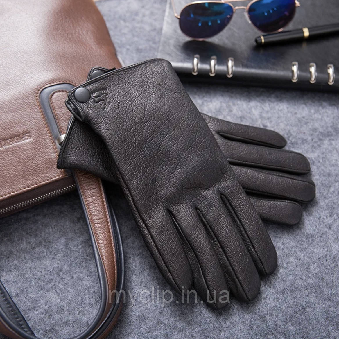 Чоловічі рукавиці із оленячої шкіри. Якісні м'які перчатки із натуральної шкіри, фото 1