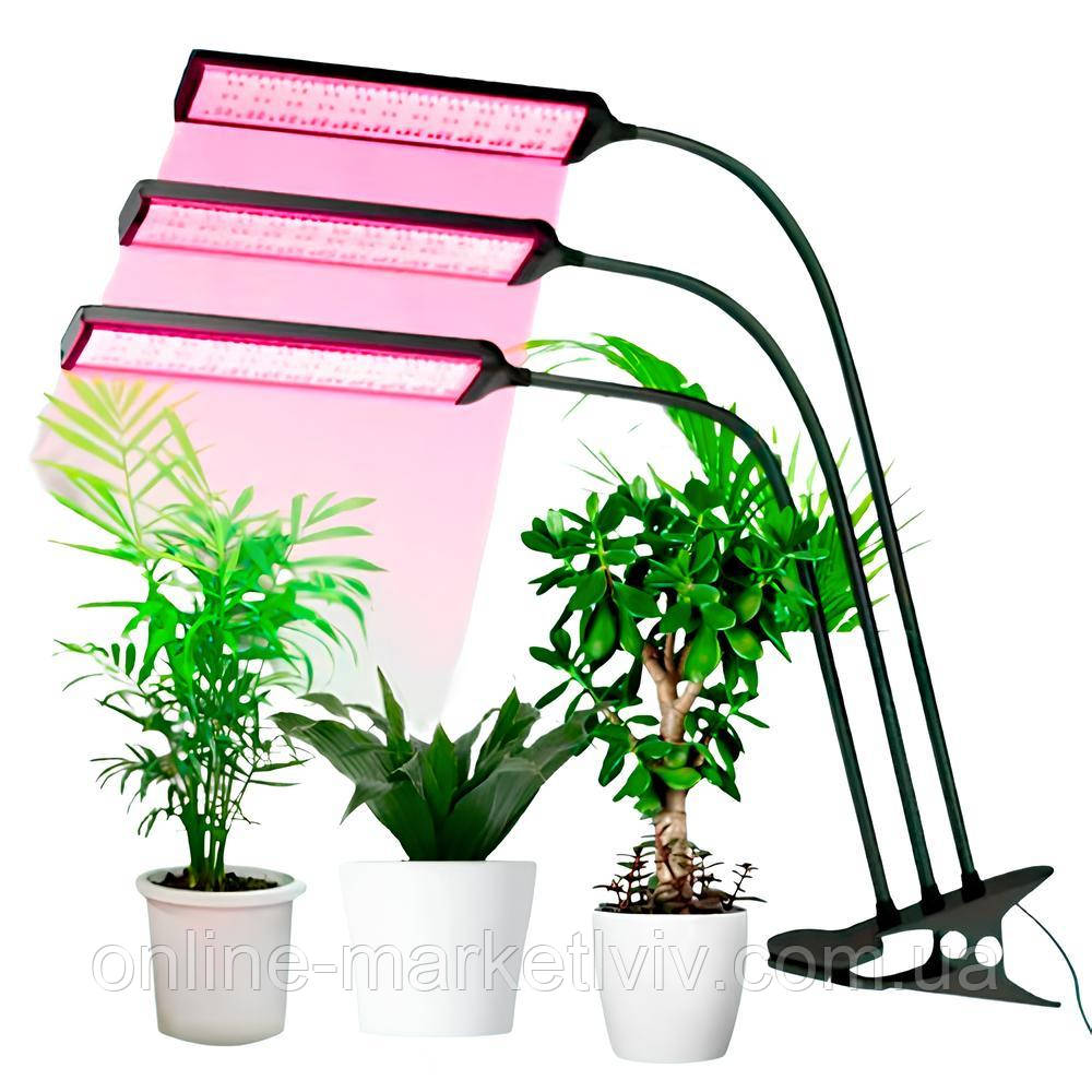 Фітолампа для рослин потрійна (3 режими), від USB, LR-22 / Фітолампа повного спектру / Лампа для рослин, фото 1