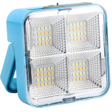 Ручний акумуляторний світлодіодний ліхтар із сонячною батареєю і функцією PowerBank LD-02 Синій, фото 1