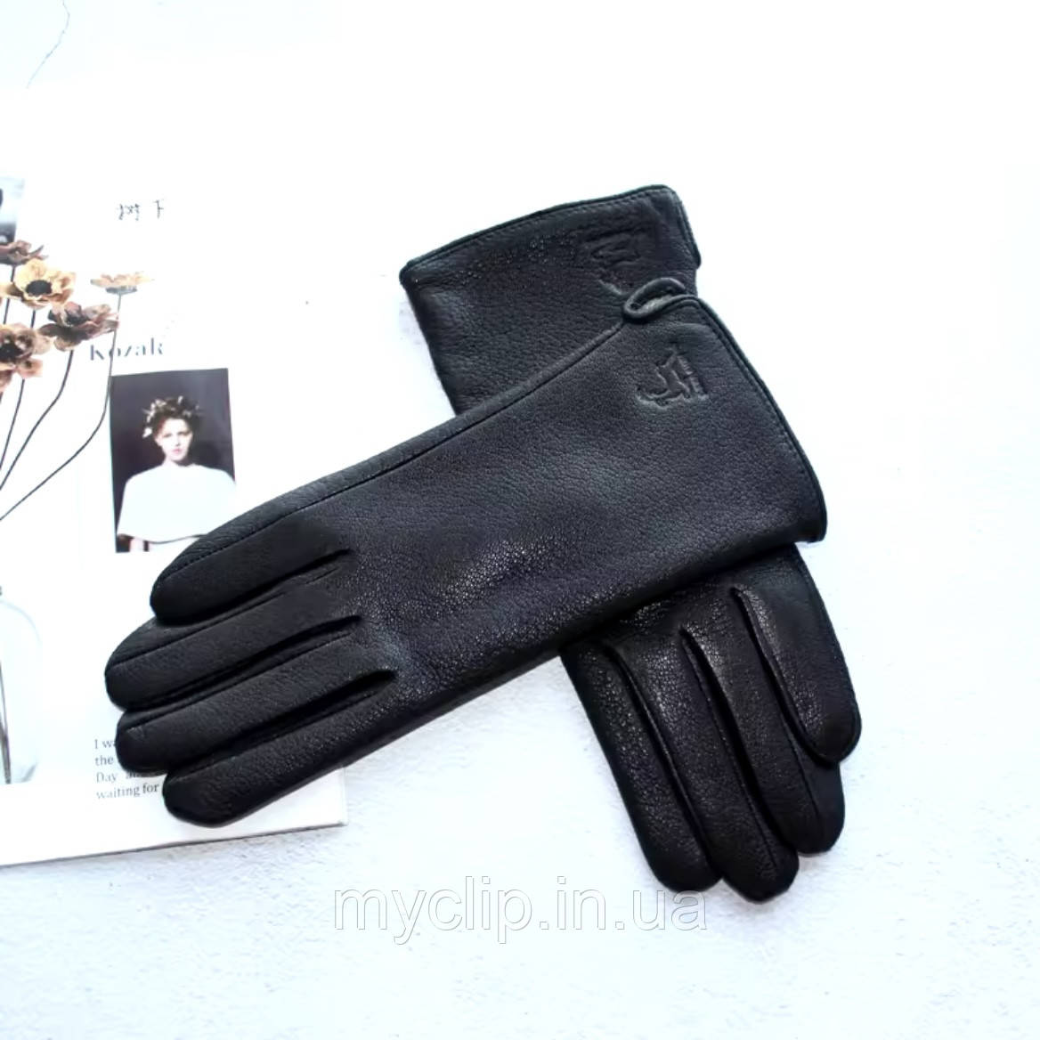 Жіночі рукавиці із оленячої шкіри. Якісні м'які перчатки із натуральної шкіри, фото 1