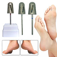 Алмазні насадки фрези для апаратного педикюру /конус Зелена 80 грит 10мм