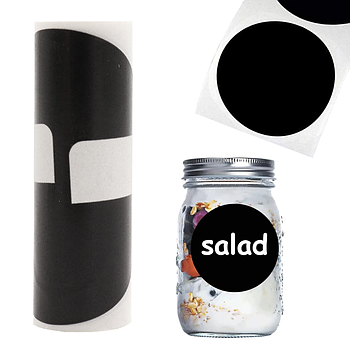 Набір наклейок на баночки для спецій 4см, 20шт, Чорні / Етикетки на банки для сипучих / Наклейки для приправ