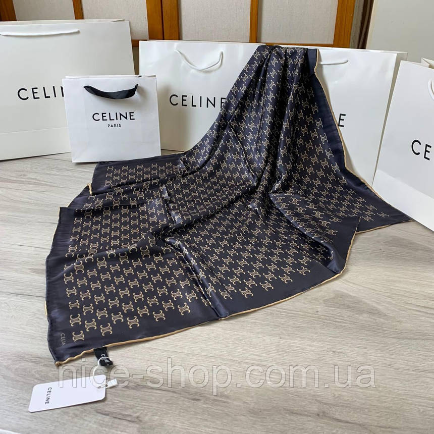Хустка Celine шовкова з ручною підшивкою, фото 1