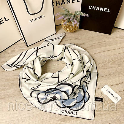 Хустка шовкова C.H.A.N.E.L з ручною підшивкою, фото 4