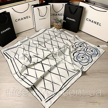 Хустка шовкова C.H.A.N.E.L з ручною підшивкою, фото 6