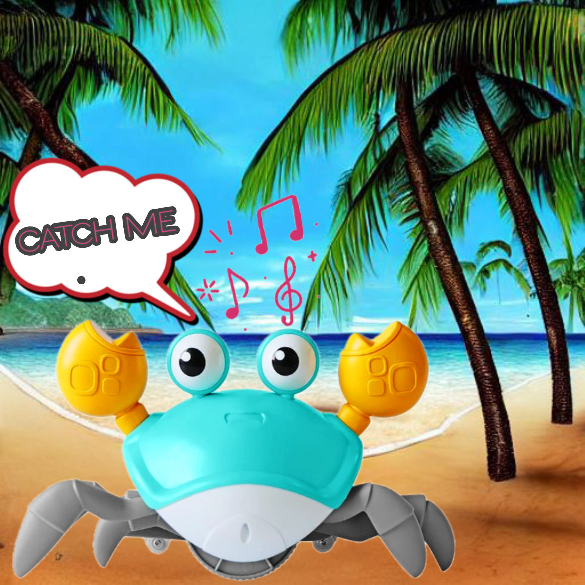 Іграшка для повзання музичний краб для малюків зі світловою музикою Дитяча іграшка, що біжить краб, фото 1